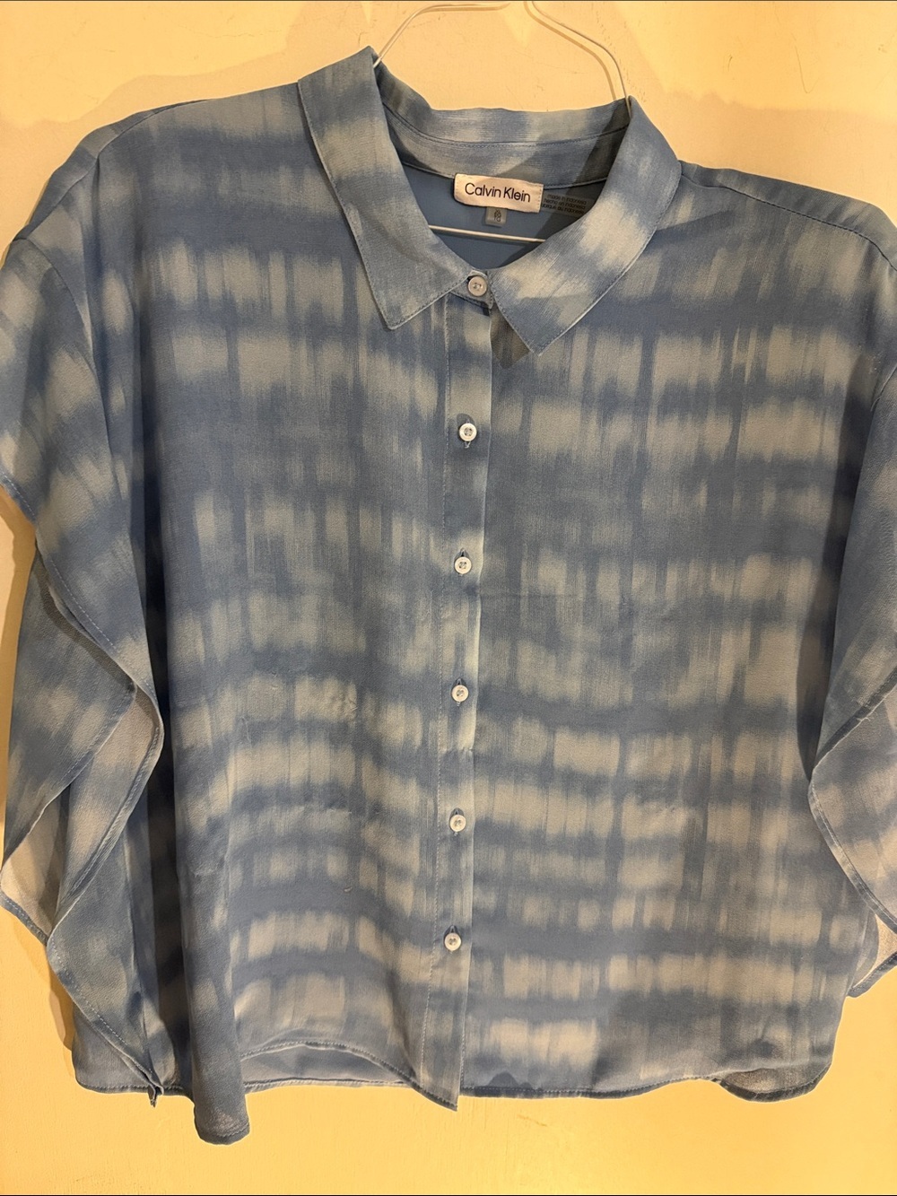 Calvin Klein Blue and White Tie-Dye Button-Down Shirt